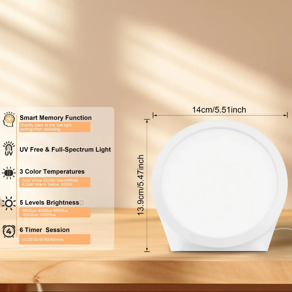 LumaLite 10000 LUX – kompaktowa lampa dziennego światła z regulacją jasności i funkcją pamięci