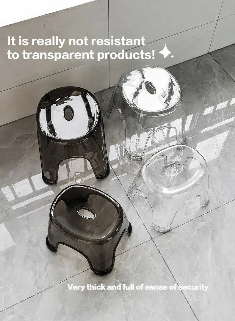 Acrylic Bathroom Shower Non-slip Stool Transparent Small Low Stool for Kids Home Living Room Bathroom Simple Modern Furniture